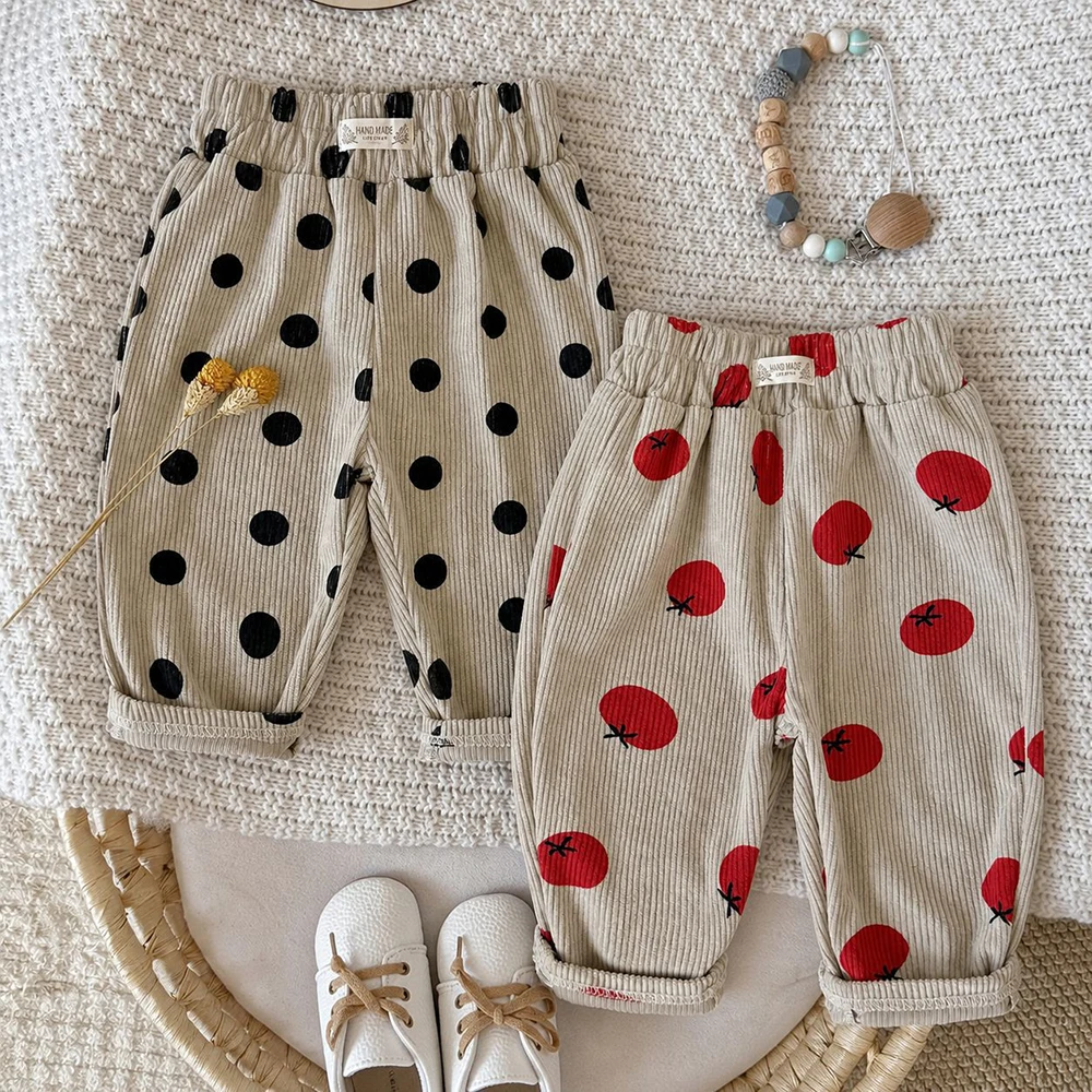 MILANCEL Babyhosen 6M-3T Baby Jungenhosen Niedliche Schleifen-Punkte Kleinkind Freizeithosen Herbst Cordhosen für Babymädchen – Detail 38