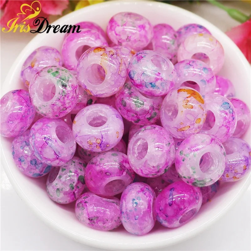 10Pcs New Coffee Color Cracked Style 5mm Large Hole European Spacer Beads for DIY Jewelry Making Bracelet Hair Beads Garden Pen