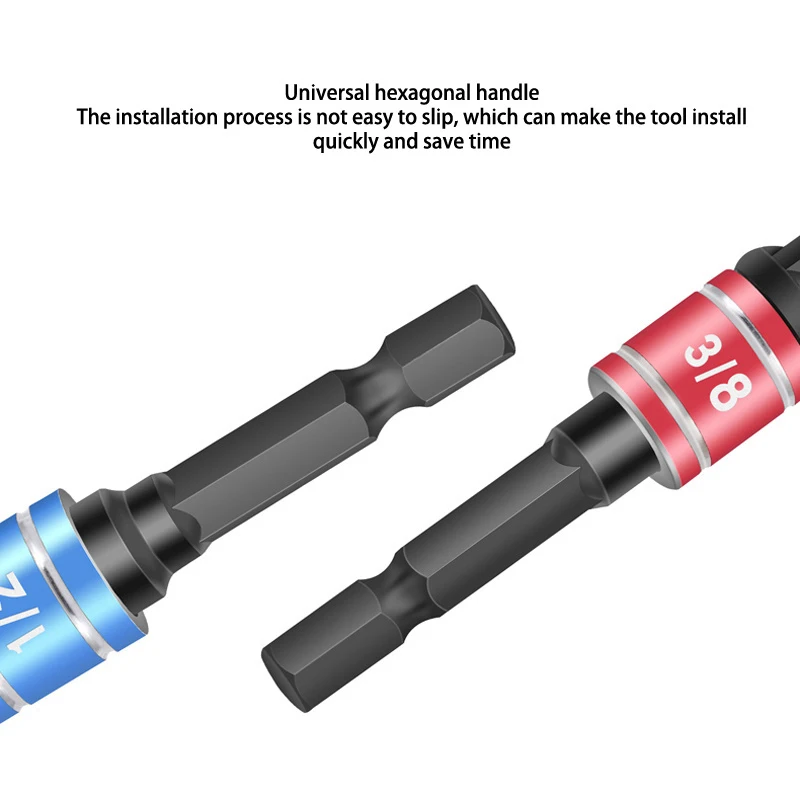 3PC Silver Hexagonal Handle Screwdriver Conversion Rod 1/2 Square Head 3/8 Socket 1/4 Electric Driver Tool Set