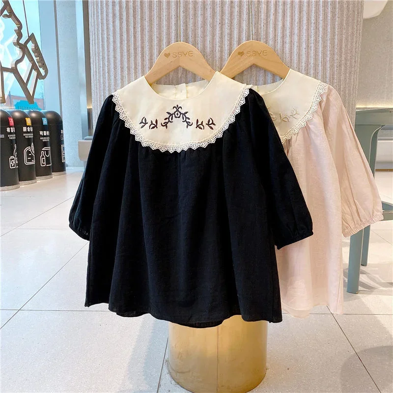 Bambini autunno manica lunga ragazze abiti 1-3-7y bambino floreale ricamato principessa vestito bambini partito abbigliamento per bambini primavera