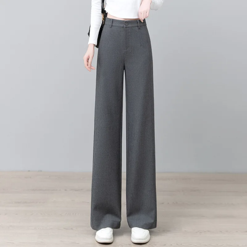 

Black Suit Pants for Women, Straight-Leg Formal Loose Wide-Leg Pants, Slimming New Spring and Autumn Style Casual Trousers