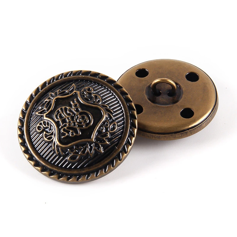 10pcs/lot 15/20/25mm Wholesale Clothing Decorative Buttons Golden Vintage College Jacket Buttons Round Metal Buttons for Shirt