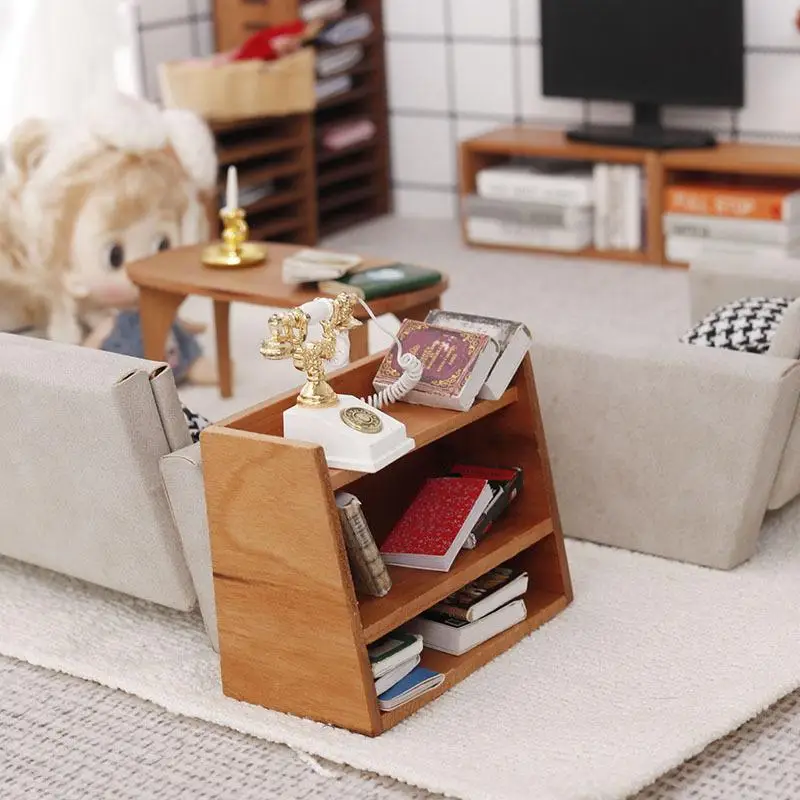 1Pcs Puppenhaus Miniatur Holz Lagerung Rack Display Regal Schrank Modell Mini Simulation Puppe Haus Möbel Spielzeug Zubehör-Spielzeug