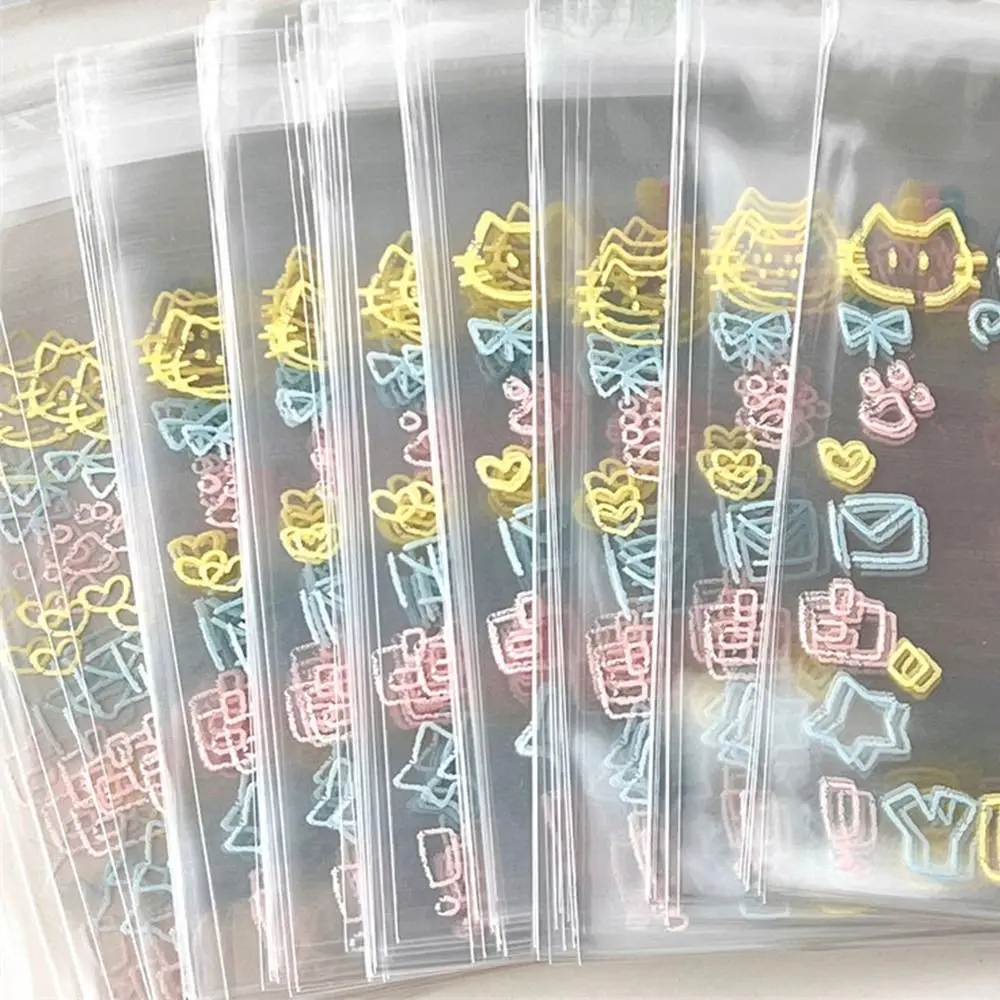 Cute 50Pcs Sealed Bag Transparent Cover Photoelectric Card Photo Card Organizer Self-adhesive Storage Bag ID Card