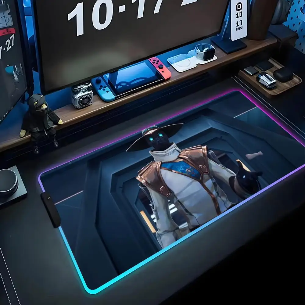 

cypher valorant Mouse Pad RGB Gaming Mousepad Big LED Pad PC Desk Mat Luminous Mouse Pad Large Keyboard Mats Table Rug With