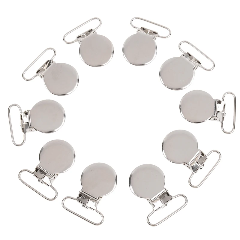 

Free Shipping 100pcs Sliver Round Top Metal Suspender Clips Wholesale Pacifier clip Blanket Soother Bib Binky Mitten Holder