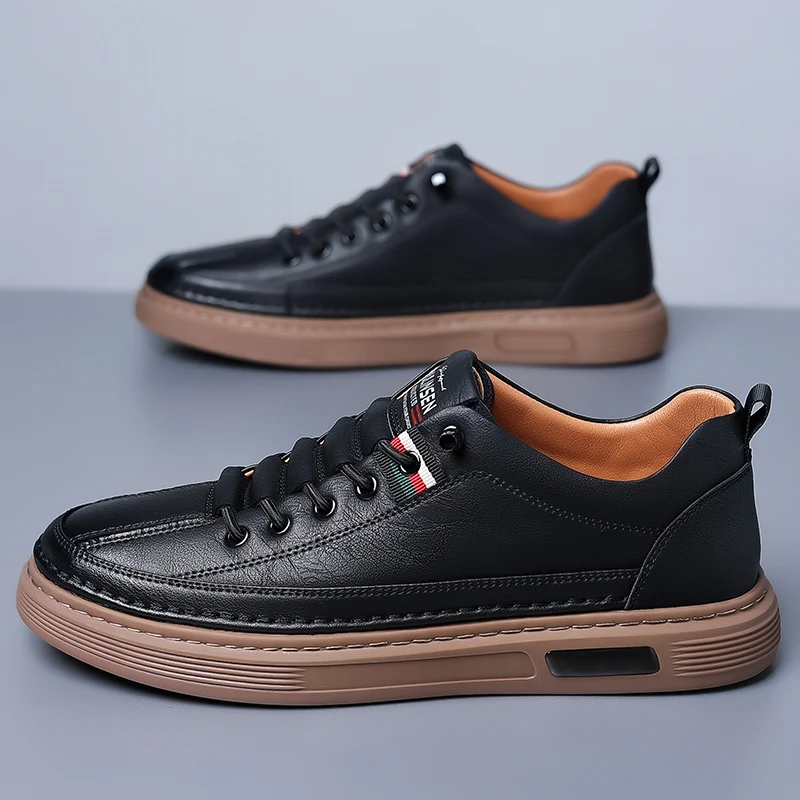 

YUYIN 2026 New Men's Sports Shoes Leather Casual Shoes Fashion Flat High-end Banquet Comfortable Trendy Fashion Men's Shoes