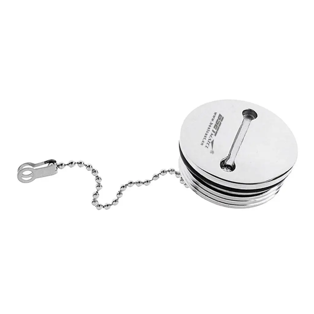 38/50mm Marine Deck Fill Filler Cap Mirror Polished Stainless Steel Ring Secure Chain for Yacht Boat Sailing and Sea Vessel