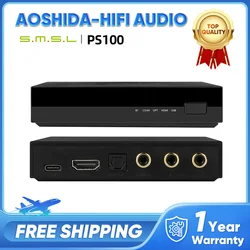 SMSL PS100 -Convertidor de Audio multifuncional PS100, sistema de alimentación de alto rendimiento, Chip DAC HDMI ARC ES9023, música para el hogar y el coche