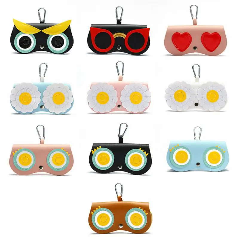 1PC Cartoon Portable Sun Glasses Bag Eye Glasses Box PU Leather Eyewear Case Cute Sunglasses Storage Bags