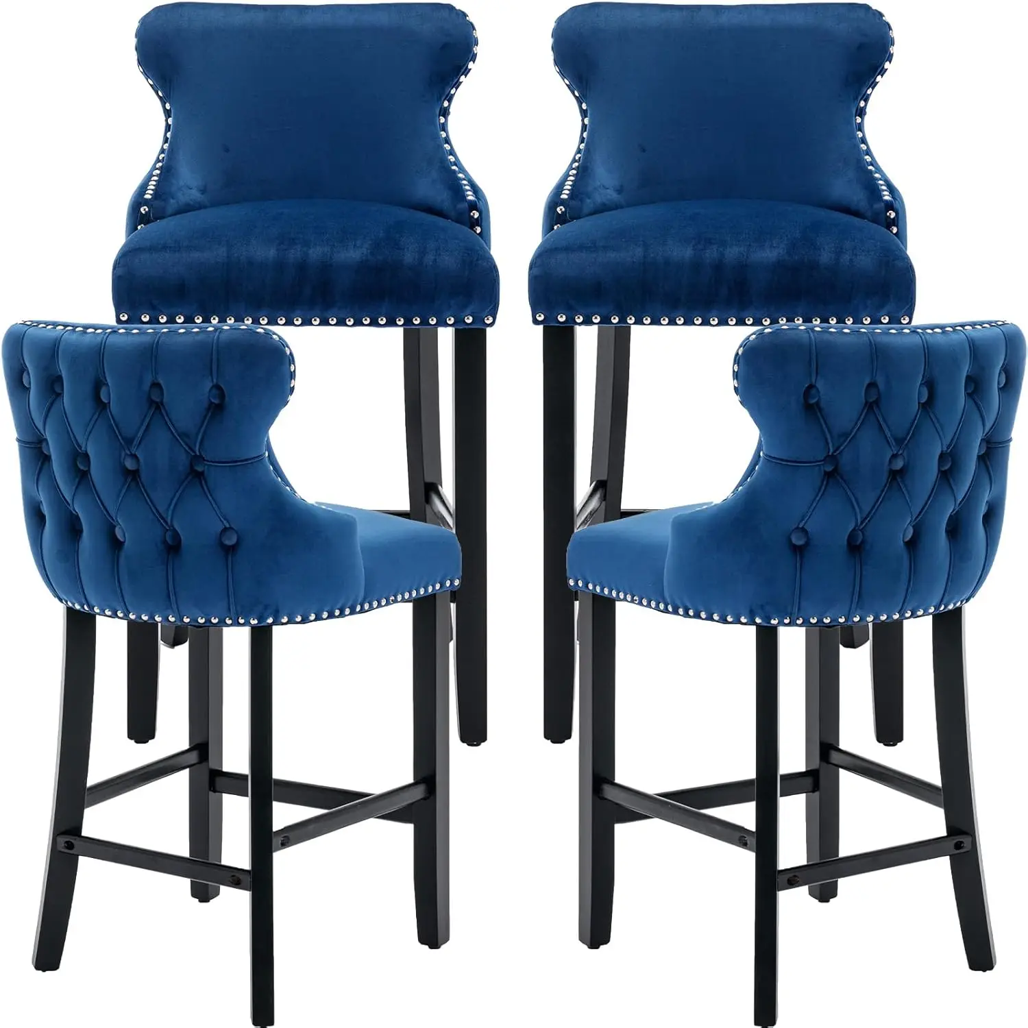 

Набор из 4 барных стульев из вельвета – барные стулья с обивкой для барной стойки и высоты бара, 27 дюймов, набор барных стульев, кухонные стулья, на заказ