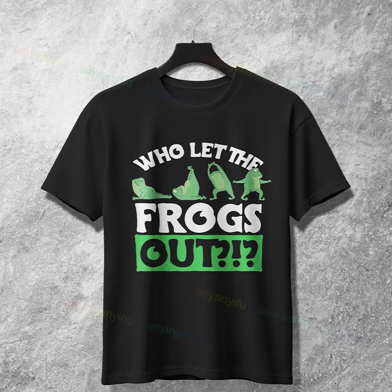 

Футболка с рисунком Frog Lover — «Кто пусть лягушек» Дизайнерские повседневные футболки из чистого хлопка с короткими рукавами и круглым вырезом в юморском стиле