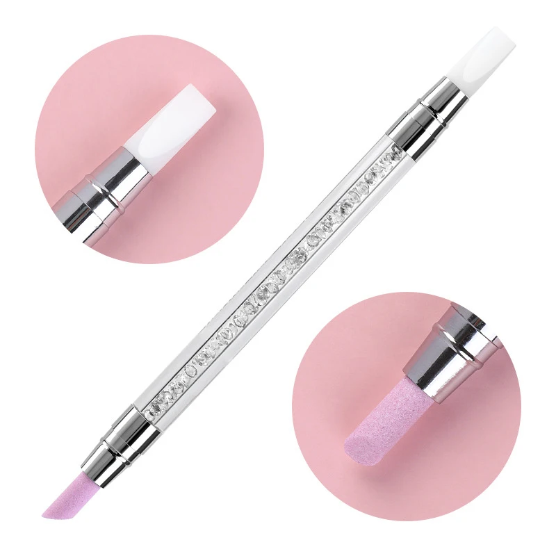 1 Pcs Double End Multi-functional Silicone Nail Pen Quartz Cuticle Nail Polish Stick Grinding Dead Skin Remover For Nail Pen