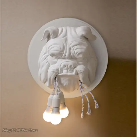 Nordic animal Dog wall lamp dining room study bedroom lamp creative designer KTV Bulldog wall light Home Decor Lighting fixtures