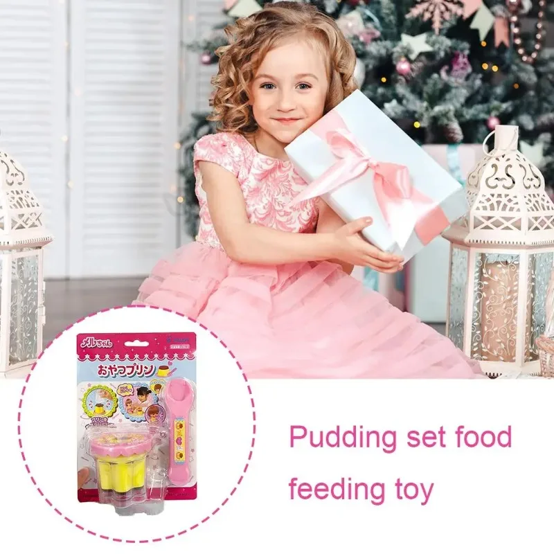 Pudding Feeding Toy  Food Feeding Desktop Ornament Cute Pink Jelly Strawberry Pudding Set Ornaments Models for Kids image 2