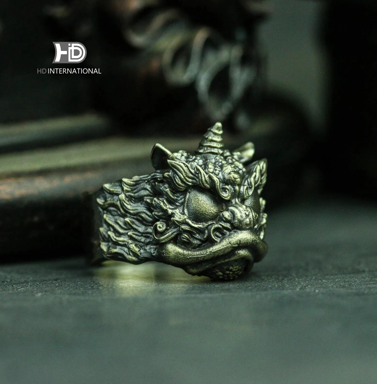 

brave troops ring Pixiu ring dragon ring Chinese lion ring fantasy dragon jewelry craftsman making Buddhist brass jewelry