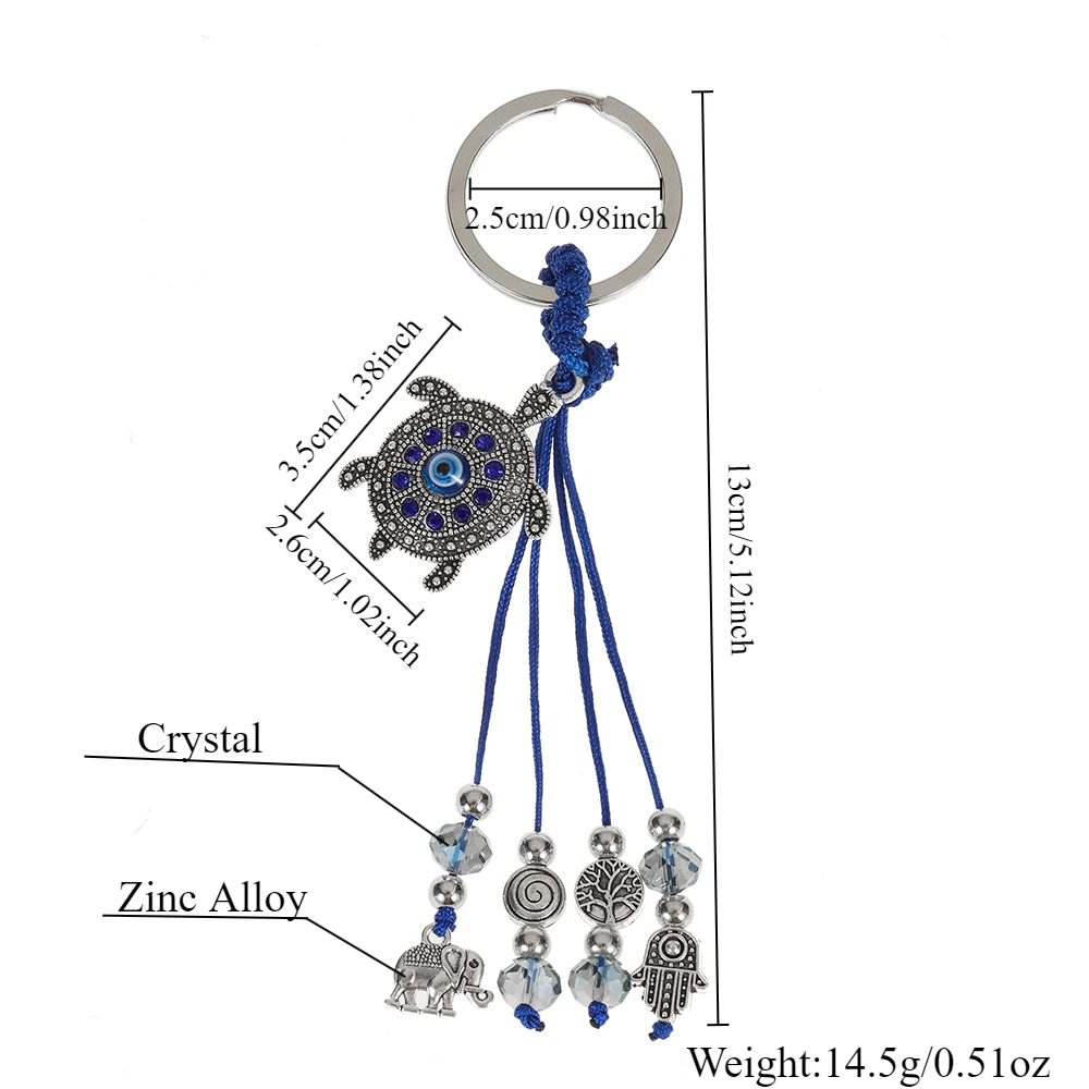 سلسلة مفاتيح على شكل سلحفاة شريرة ، نمط ملون ، حلقة مفاتيح سيارة بحبل من الشر اليوناني #3