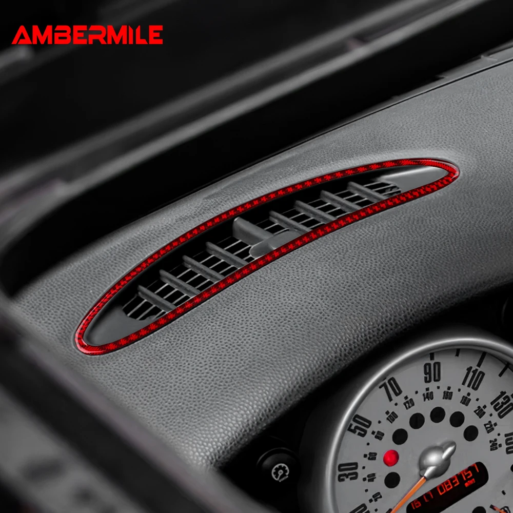 For Mini Cooper R50 R53 Hatch One 2001-2006 Soft Carbon Fiber Dashboard Center Air Outlet Vent Frame Trim Car Interior Sticker
