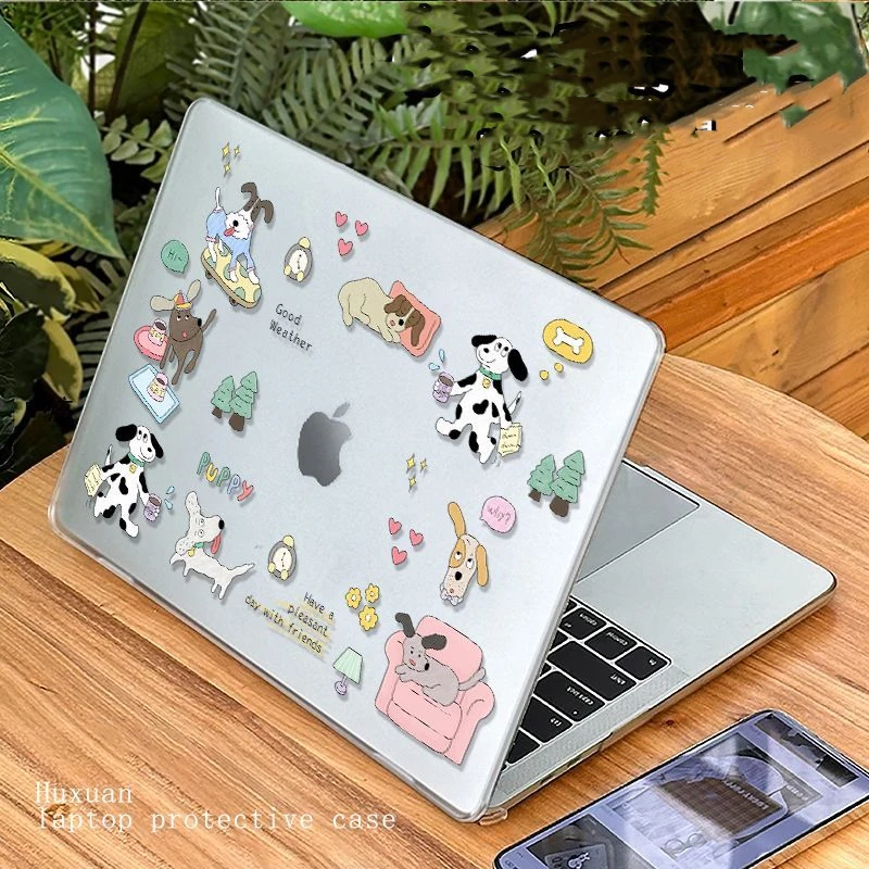 Crystal Clear Cartoon Puppy Case for Macbook Air 13.6 M5 M1 Pro 14 M4 Air 15.3 13 M3 15 M2 Mac Cover A3113 A2681 A2442 A2941 PC