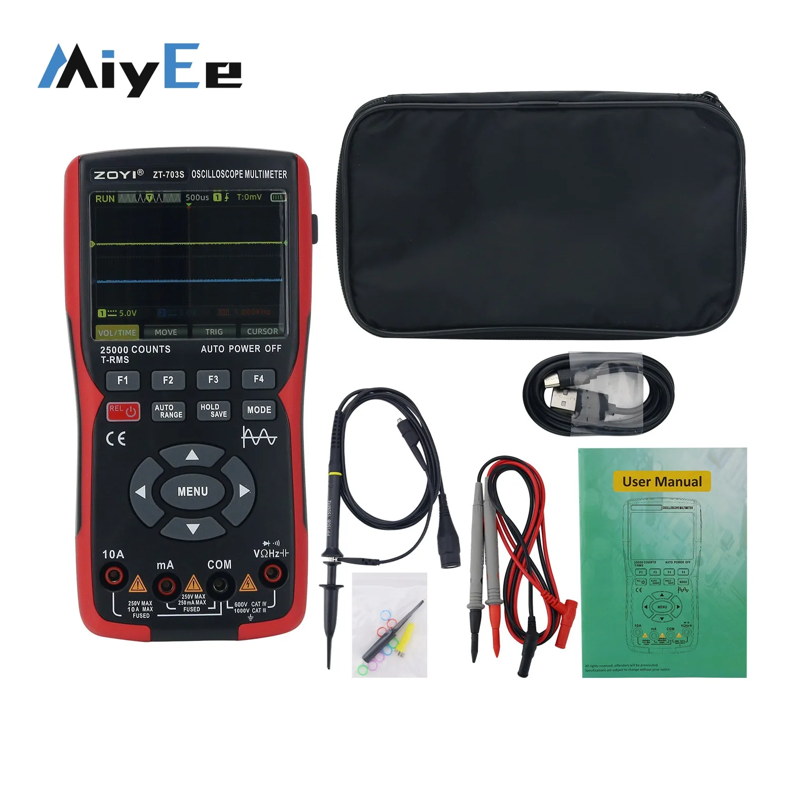 

ZT-703S Handheld Multifunctional 3-in-1 Digital Oscilloscope High Precision Multimeter for Automobile Repair