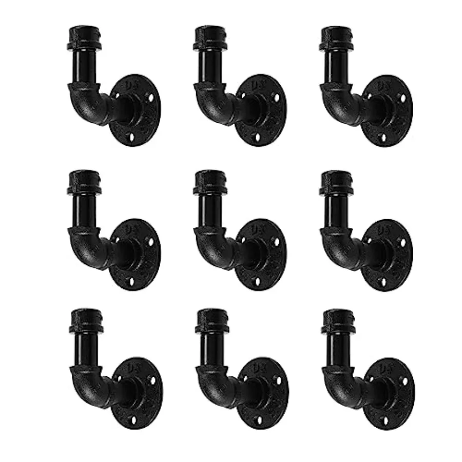 

Bathroom Towel Hooks for Hanging Pack Vintage Industrial Pipe Towel Holder Black Wall Mounted Heavy Duty Hook Decorative for Fa