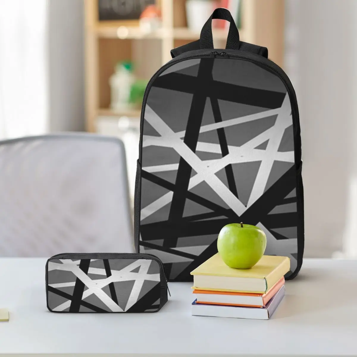 حقيبة ظهر خفيفة من فان هالين باللون الرمادي للطلاب والأولاد والبنات حقيبة كتب مدرسية وحقائب كتف للكمبيوتر المحمول 3 قطع حقيبة غداء معزولة مقلمة