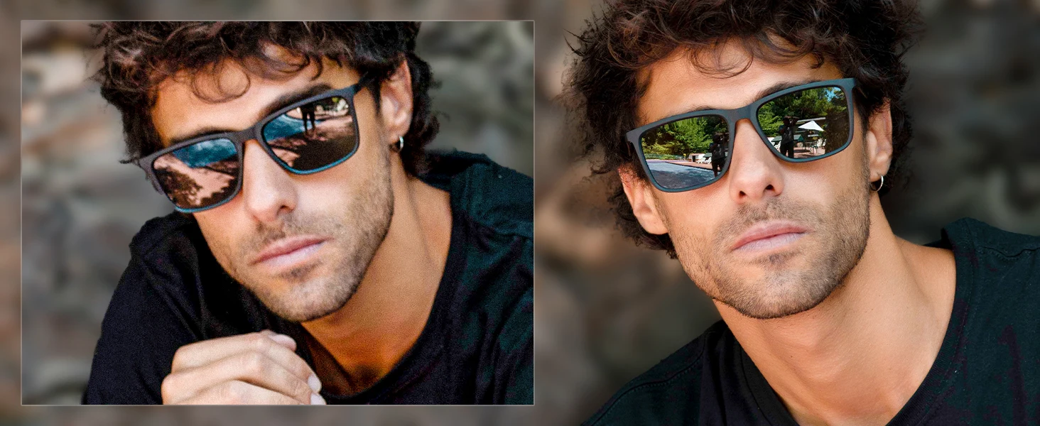 ZENOTTIC Polarisierte Sonnenbrille für Herren, rechteckig, ultraleichter Kohlefaserrahmen, UV400-Schutz, klassische Sonnenbrille – Detail 6