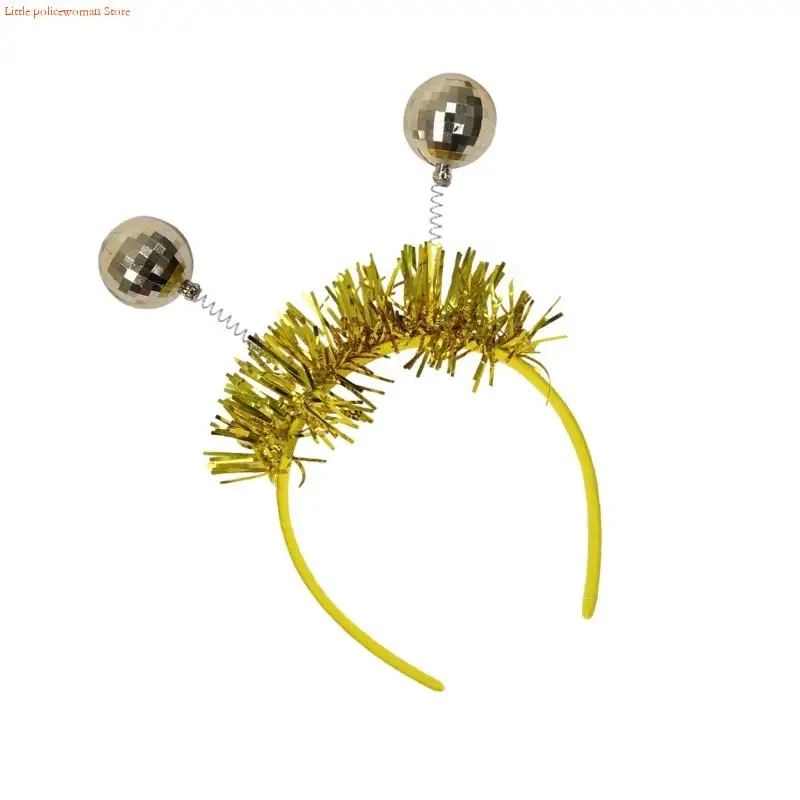 F92D แฟชั่นวันหยุดเครื่องประดับผม Disco Ball Head ตกแต่งผม Band Stylish Headdress สำหรับสบายทุกวัน