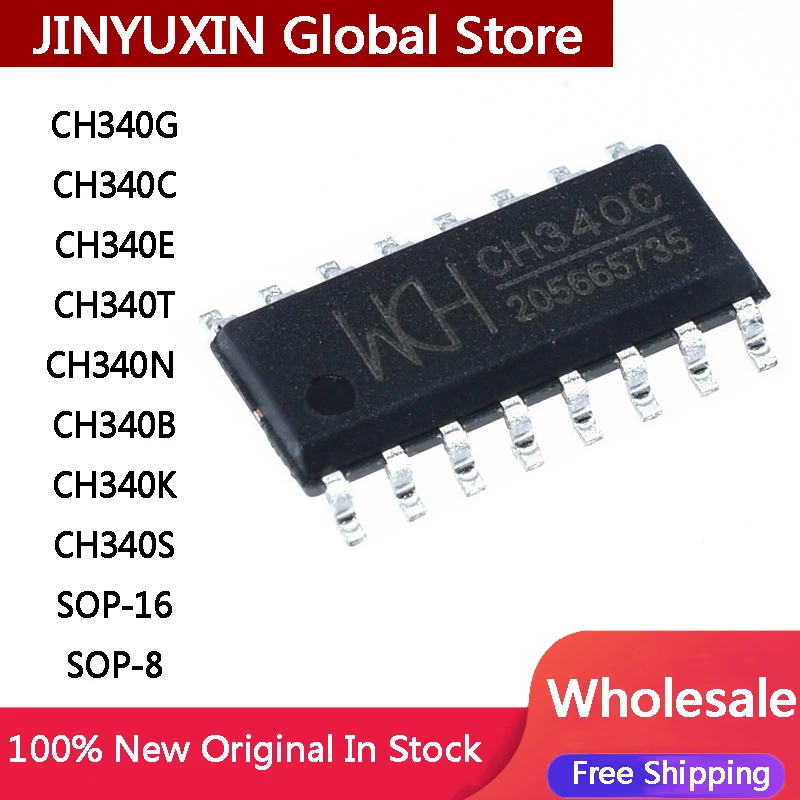 MXY 10Pcs New CH340G CH340C CH340E CH340T CH340N CH340B CH340K CH340S CH340 SOP-16 SOP-8 IC Chip USB to Serial In Stock