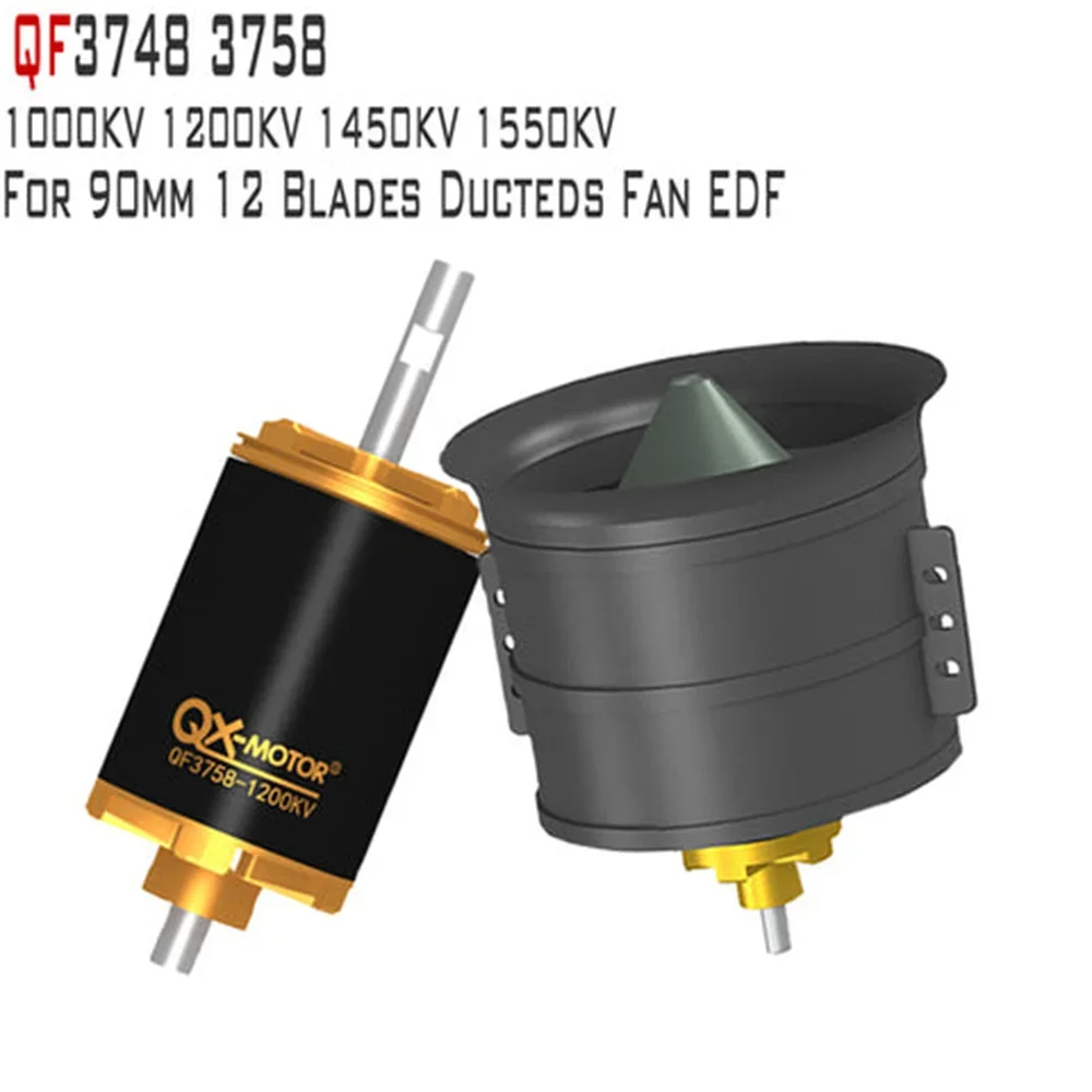 QX-MOTOR Brushless Motor QF3748 1450KV 1550KV QF3758 1000KV 1200KV For 90mm 12 Blades Ducted Fan EDF RC Jet Airplane