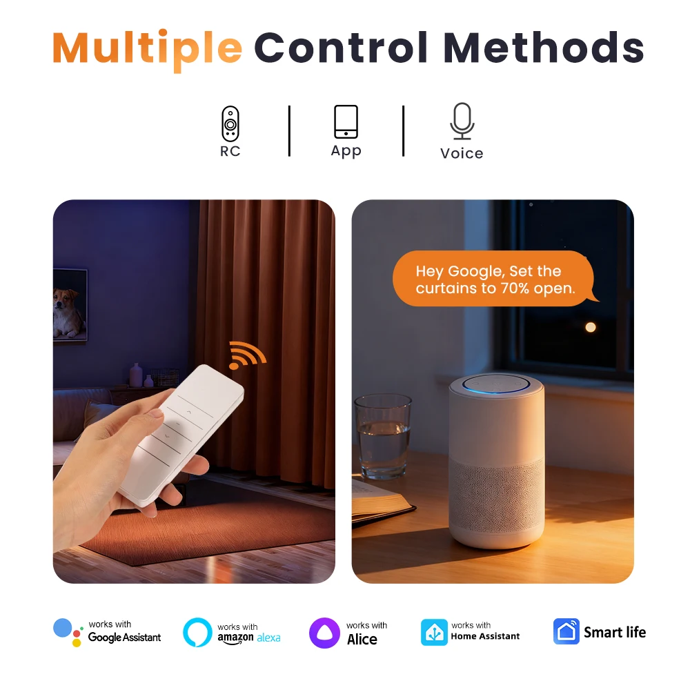OneSmart Tuya Smart Life Wifi Zigbee Automatic Electric Curtain Rail Track Motor Support Alexa Google Home Assistant