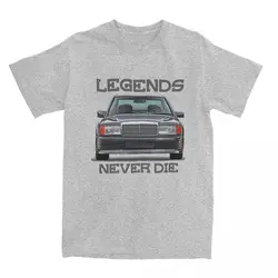 Men Vintage Car W201 Legends Never Die T Shirt Classic 190E Cars Casual Oversized Pure Cotton O-Neck T Shirt Large Size T shirt