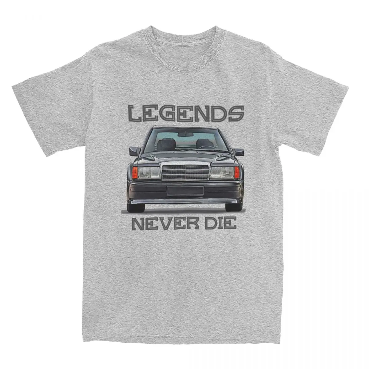 Men Vintage Car W201 Legends Never Die T Shirt Classic 190E Cars Casual Oversized Pure Cotton O-Neck T Shirt Large Size T shirt