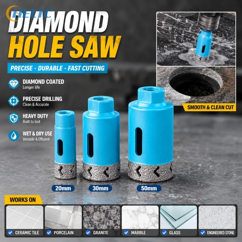 Diamond Coated  Drill Bit Heavy Duty Dry Wet Cutting Smooth Clean Drilling Tool For Tile Marble Granite Glass Stone