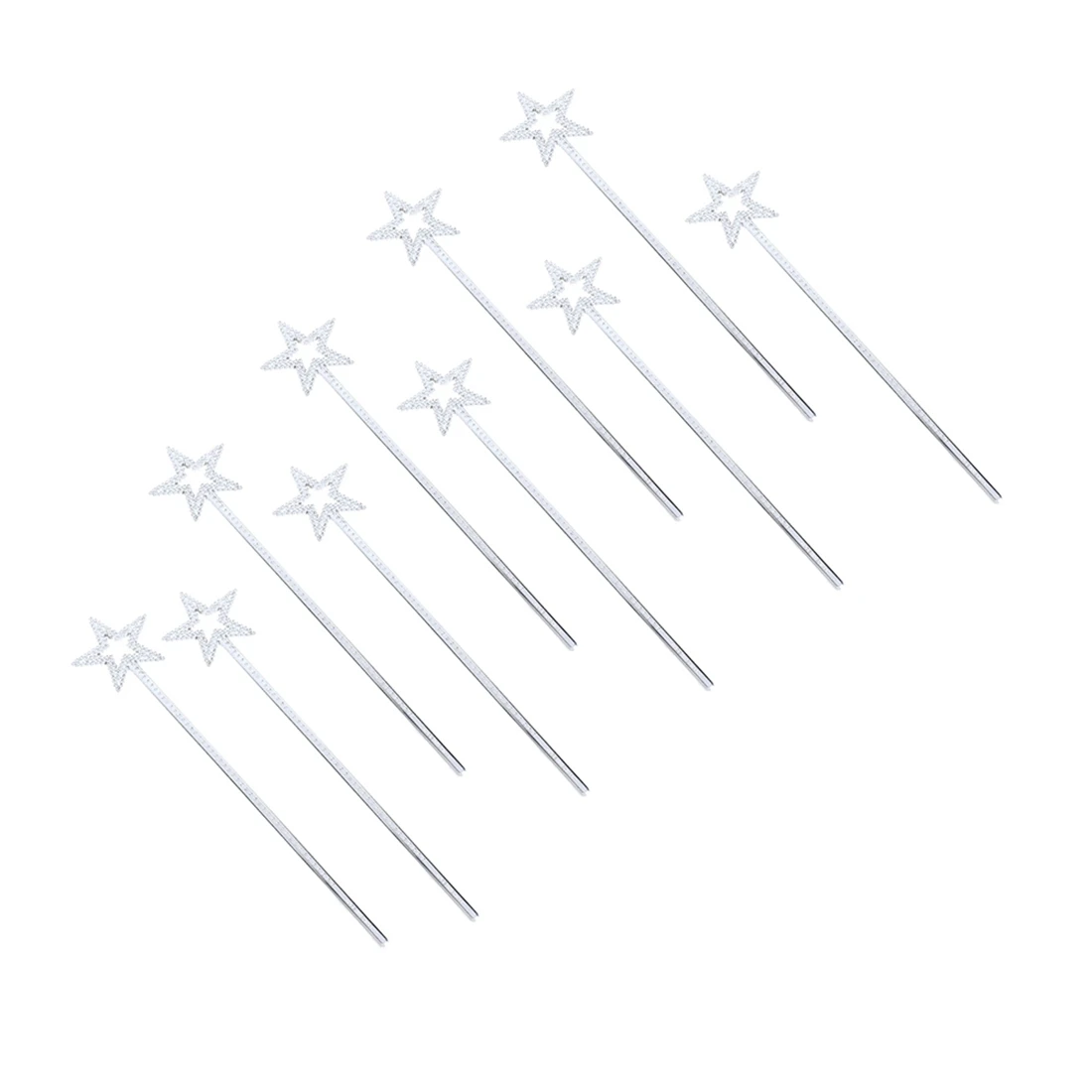 10 Pcs New Fairy Stick Large Princess Angle Wand Dress Gifts for Kids Girls Christmas Gifts(Silver)