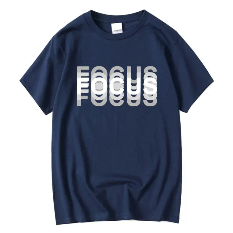 Summer Men's Cotton Blend High Quality Casual Sports Loose Oversized Funny Focus Print Round Neck Short Sleeved T-shirt Tops
