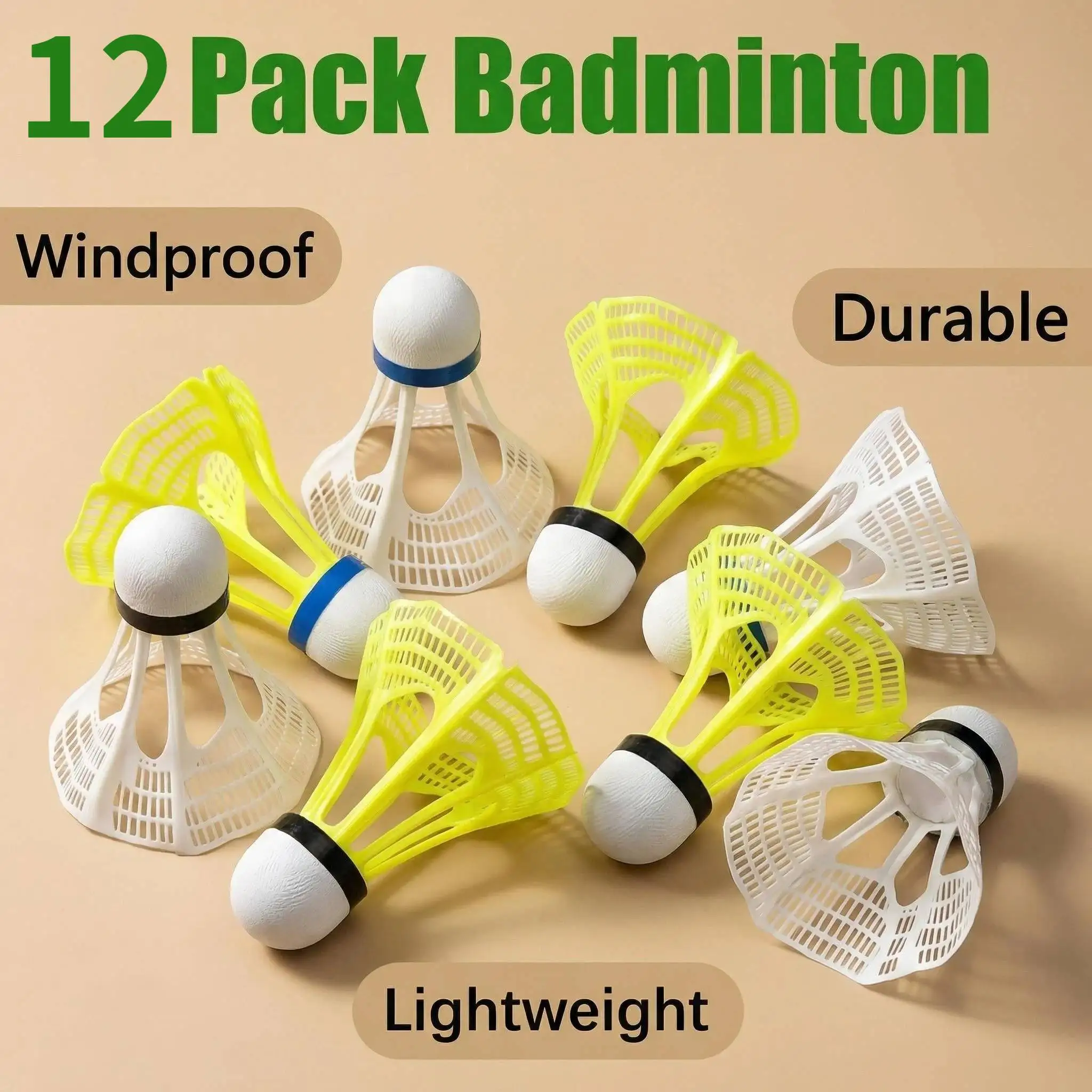 

NEW 6/12Pcs Wind-Resistant Badminton Shuttlecocks Nylon Material Durable Suitable for Outdoor Badminton Practice and Sports.