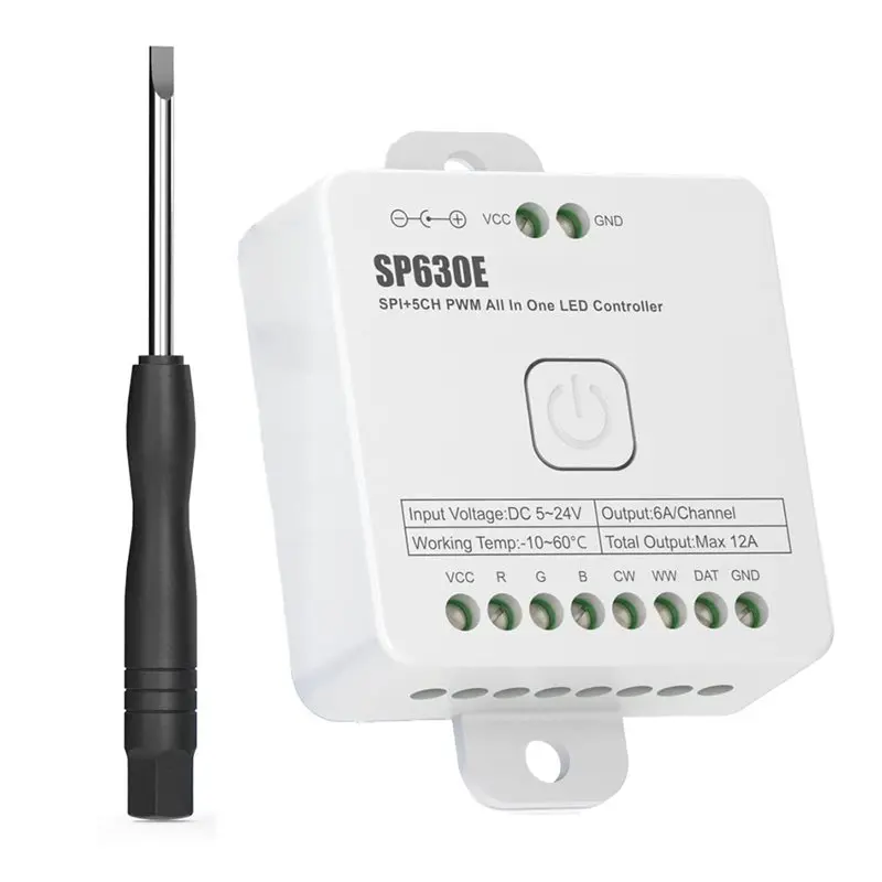 

AT19-SP630E Музыкальный Bluetooth-контроллер 5-в-1 с поддержкой PWM+SPI и RGB, многофункциональный контроллер (5-24В)