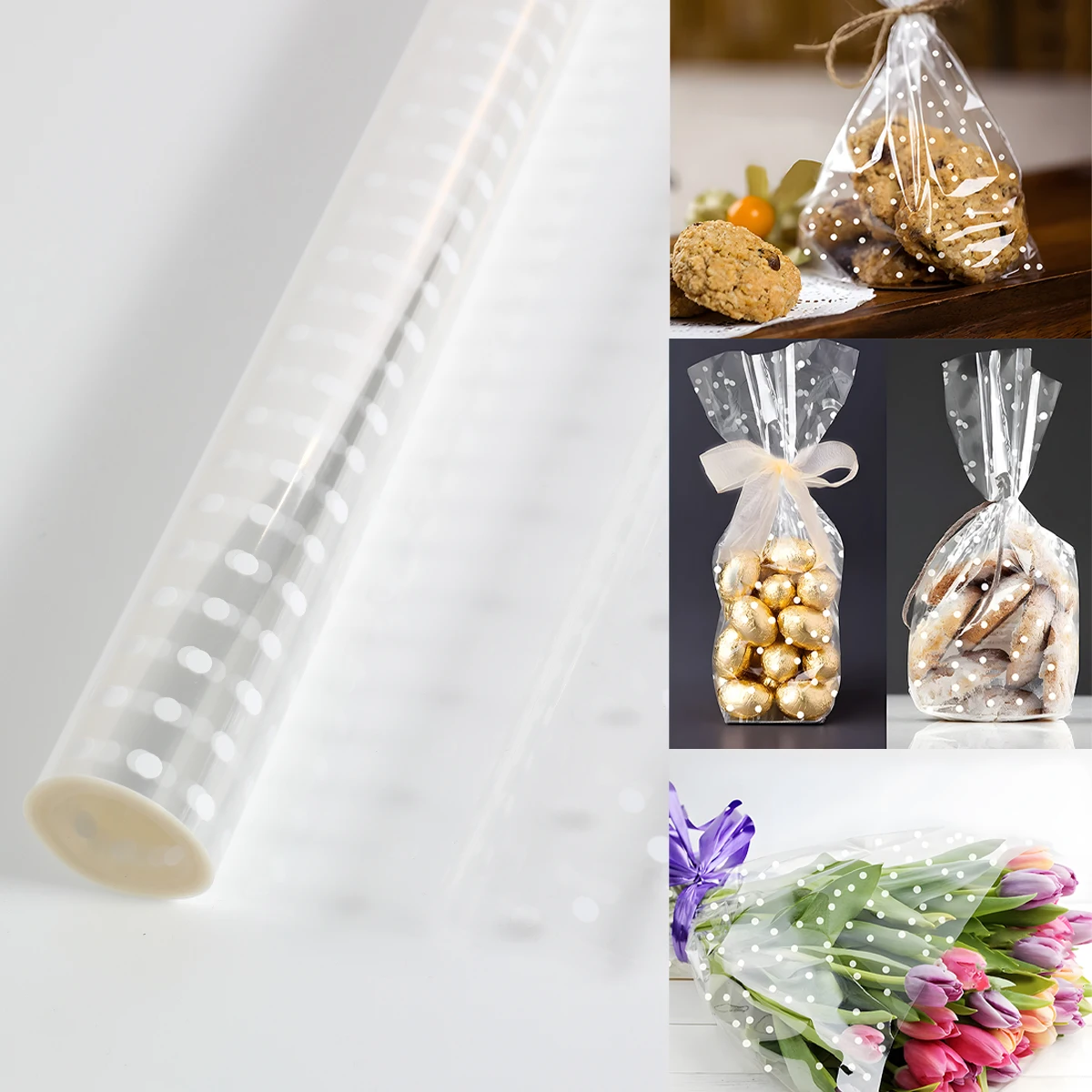 Clear Cellophane Wrap Roll Gift Basket Treats Wrapping Craft Flower Bouquet Plastic Candy Gift Packing Bag Wrapping Paper