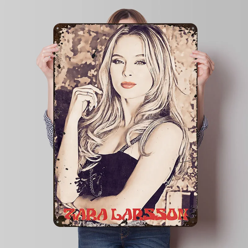 Póster Metálico de Zara Larsson, Arte de Pared Personalizado, Letreros Metálicos Retro Vintage para Decoración de Cuarto de Hombre, Escritorio, Dormitorio, Decoración para Videojuegos