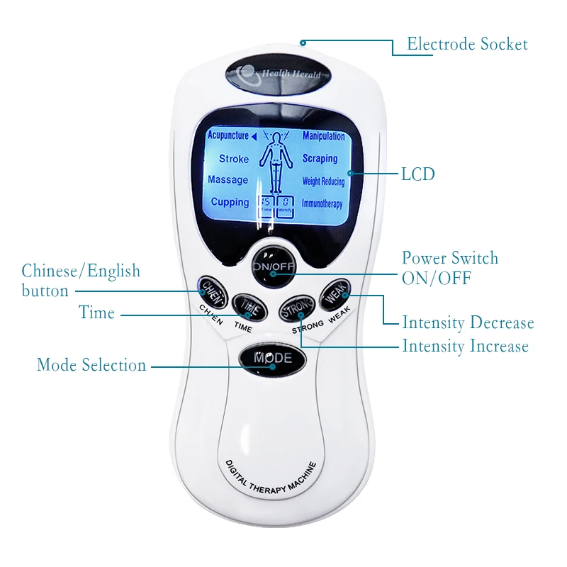 Tens EMS Muscle Stimulator 8 Modes Digital Physiotherapy Massage Machine with Neck Massage Hydrogel Pad Body Relaxation Massager