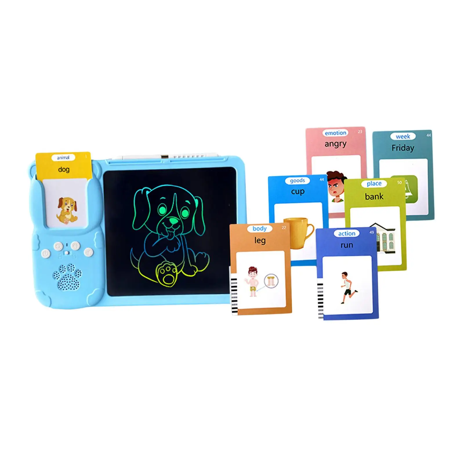 Educational Games for Children 2 in 1 Flash Cards Reader and Writing Tablet for Kids Ages 3-6 Reading Spelling Drawing Learning