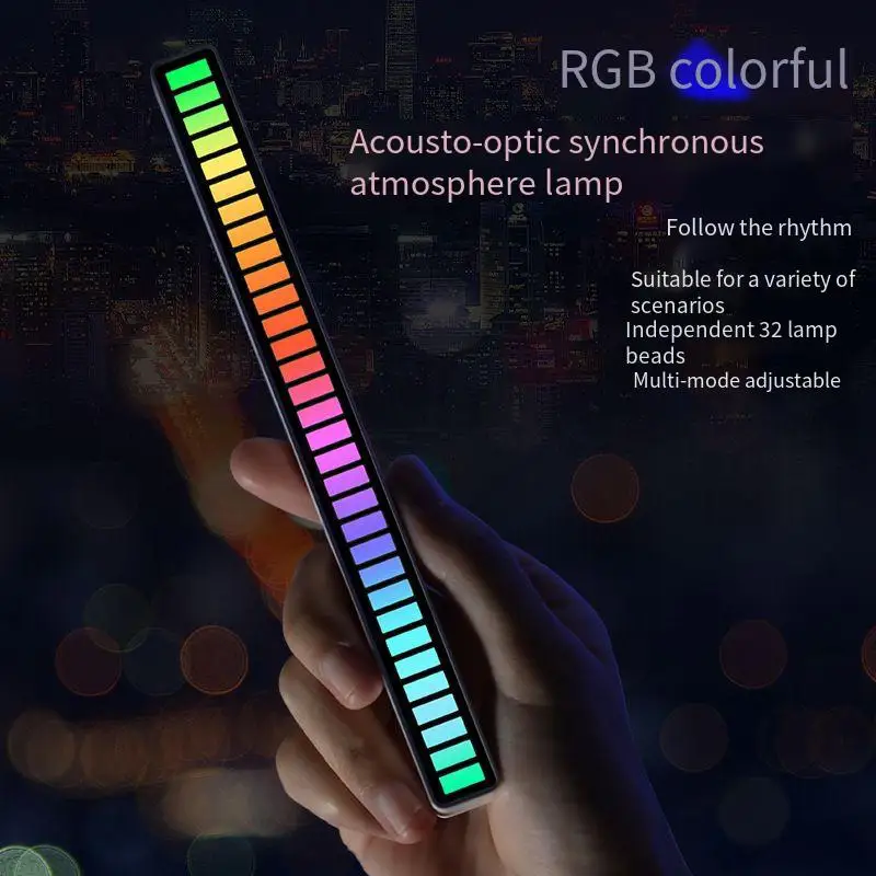 3D atmosphere light RGB pickup esports computer desktop voice control induction decorative music LED car rhyt