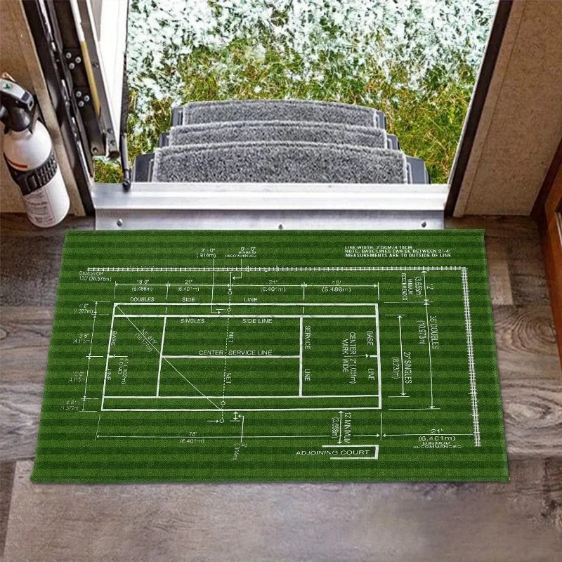 1pc Tennis Court Design Door Mat Home Decoration Bath Mat Welcome Non-Slip Entrance Rug Carpet For RV Floor Washable Welcome Mat