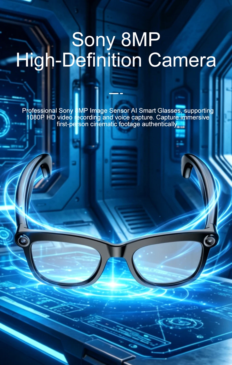 Smart AI Glasses 800W HD 8K Shooting  Anti-shake Camera Photo Video Voice Call Translation  Bluetooth Motorcycle Glasses