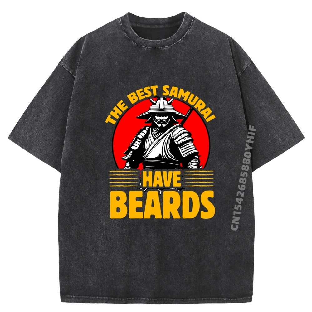 

The Best Samurai Have Beards Японский воин Винтажная футболка с принтом Мужская классическая стираная футболка Мужская Camisa