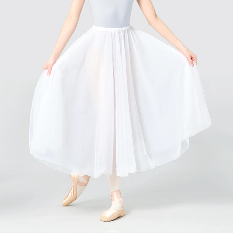 Lange Ballett-Tutu-Röcke für Damen und Erwachsene, 2-lagige Tanzröcke, lyrisch, schwarz, weiches Netz, elastische Taille, Rock, Ballerina-Tüll-Tutu