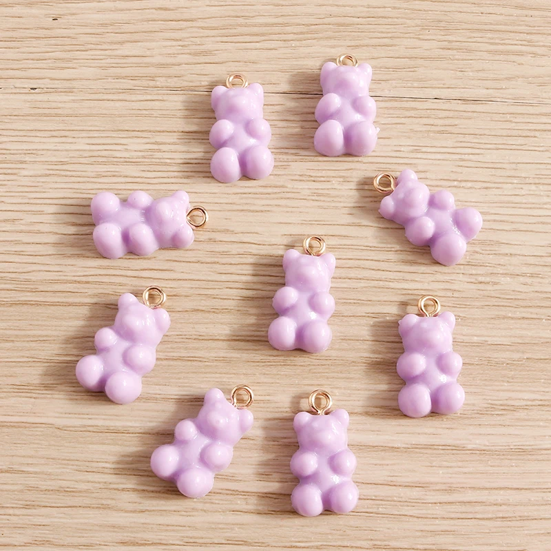 Tusember 30 Stück, 9 Farben, einfarbige Gummibärchen-Anhänger aus Harz für Schmuck, zum Selbermachen, für Ohrhänger, Armbänder, Halsketten, Anhänger und Accessoires. – Detail 3