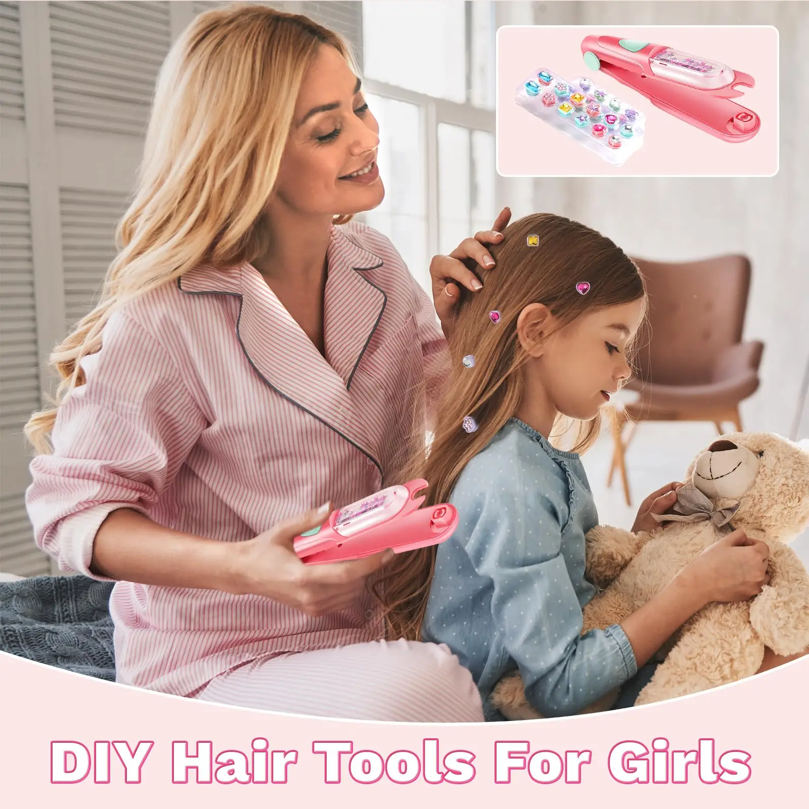 DIY 헤어 비즈 드릴링 블링 헤어 보석 다이아몬드 소녀 뷰티 부모-자식 대화 형 드레스 어린이 머리 장식 헤어 액세서리
