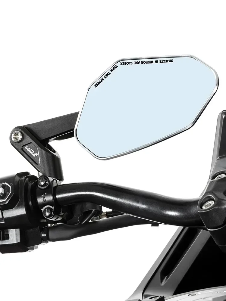 LOBOO Motorcycle Rearview Mirror for BMW Yamaha Honda Foldable Anti-glare Large Field of View Super Wide Angle Reflector